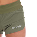 Khaki Green - Side - Skins Womens-Ladies Series-3 Running Shorts
