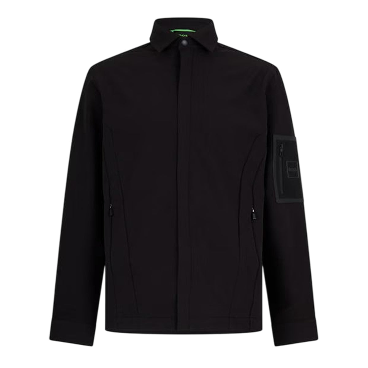 Black - Front - Boss Mens Expedit Oxford Zip Pocket Overshirt