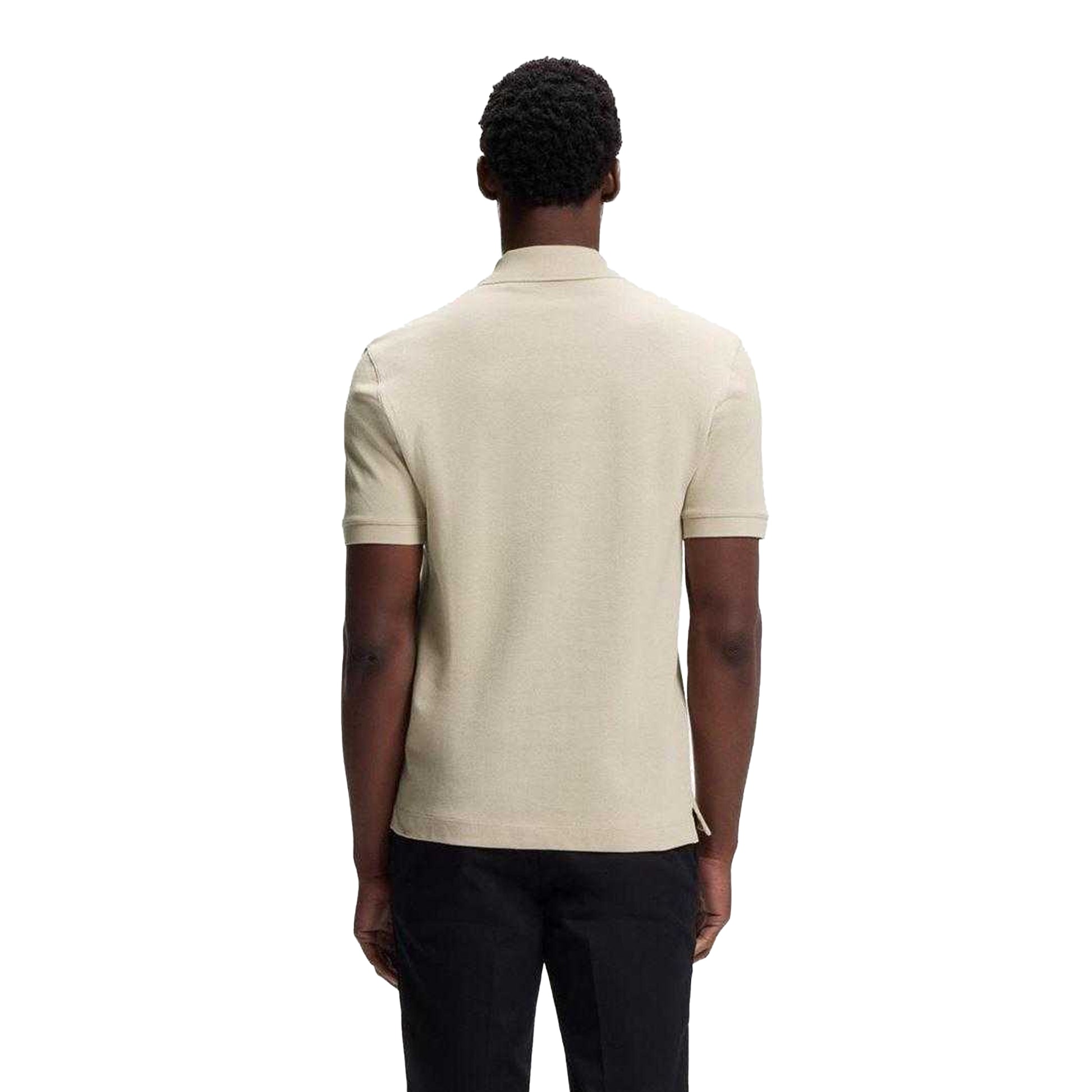 Beige - Back - Boss Mens Pallas Embroidered Logo Cotton Polo Shirt
