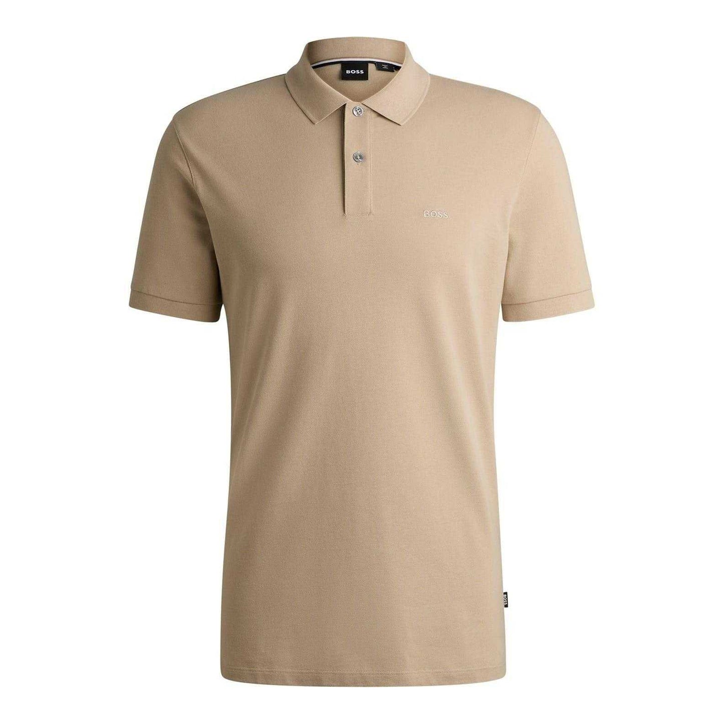 Light Beige - Front - Boss Mens Pallas Embroidered Logo Cotton Polo Shirt