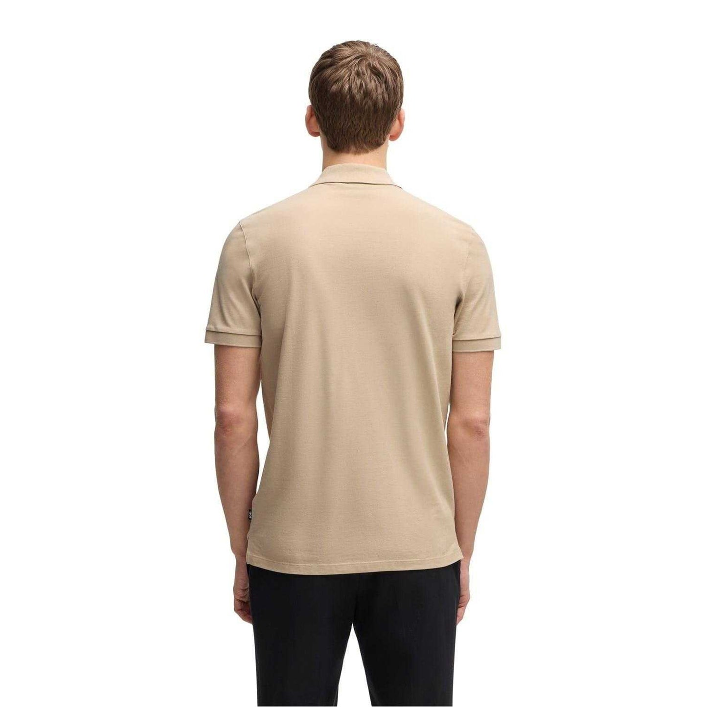 Light Beige - Back - Boss Mens Pallas Embroidered Logo Cotton Polo Shirt