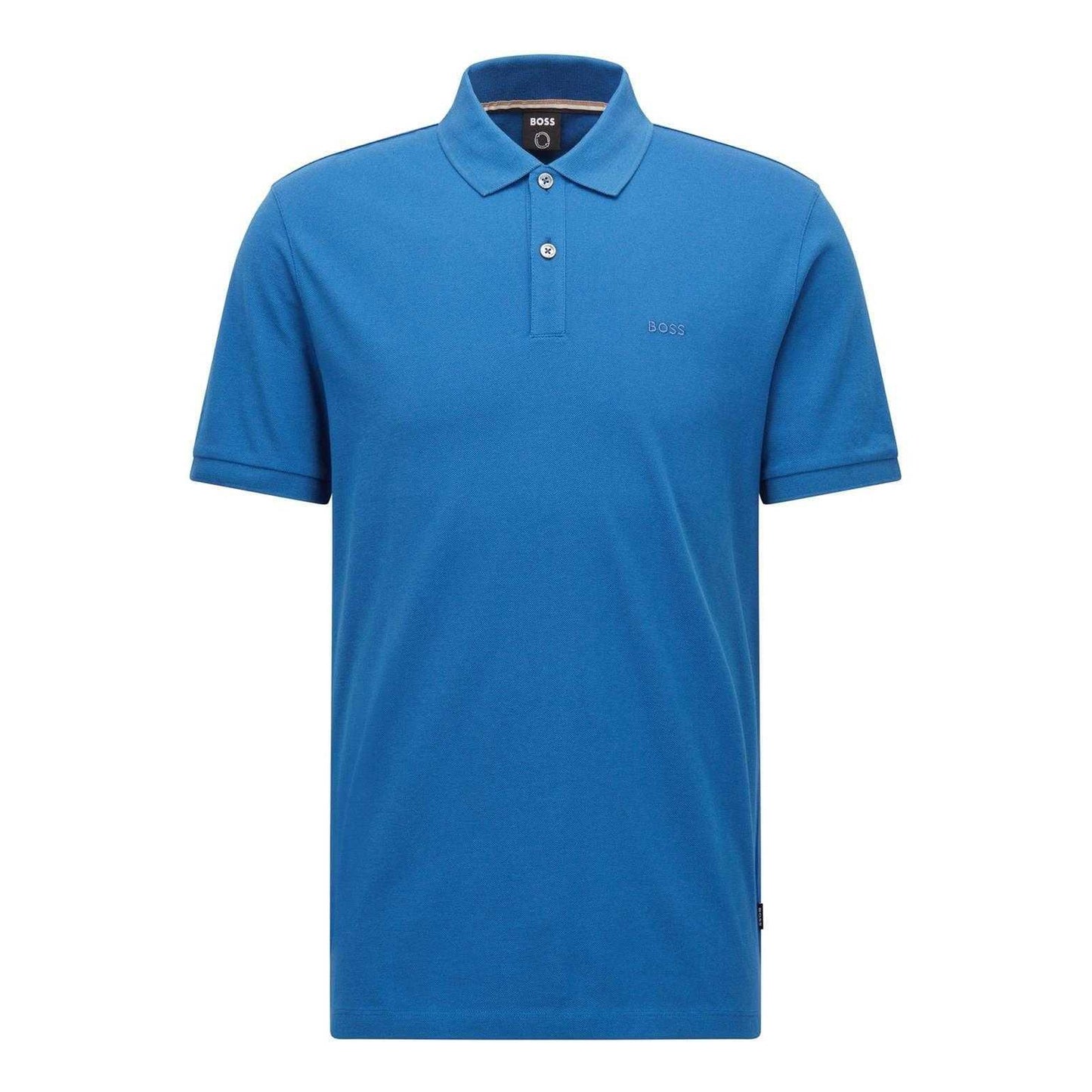 Medium Blue - Front - Boss Mens Pallas Embroidered Logo Cotton Polo Shirt