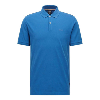 Medium Blue - Front - Boss Mens Pallas Embroidered Logo Cotton Polo Shirt