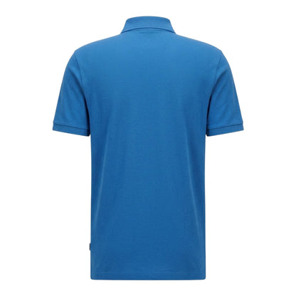 Medium Blue - Back - Boss Mens Pallas Embroidered Logo Cotton Polo Shirt