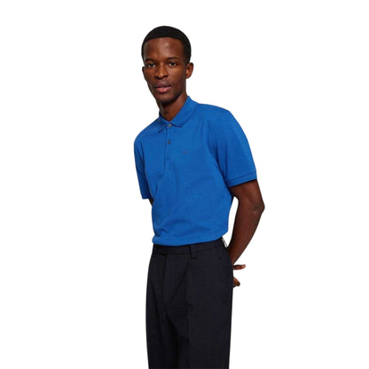 Medium Blue - Side - Boss Mens Pallas Embroidered Logo Cotton Polo Shirt