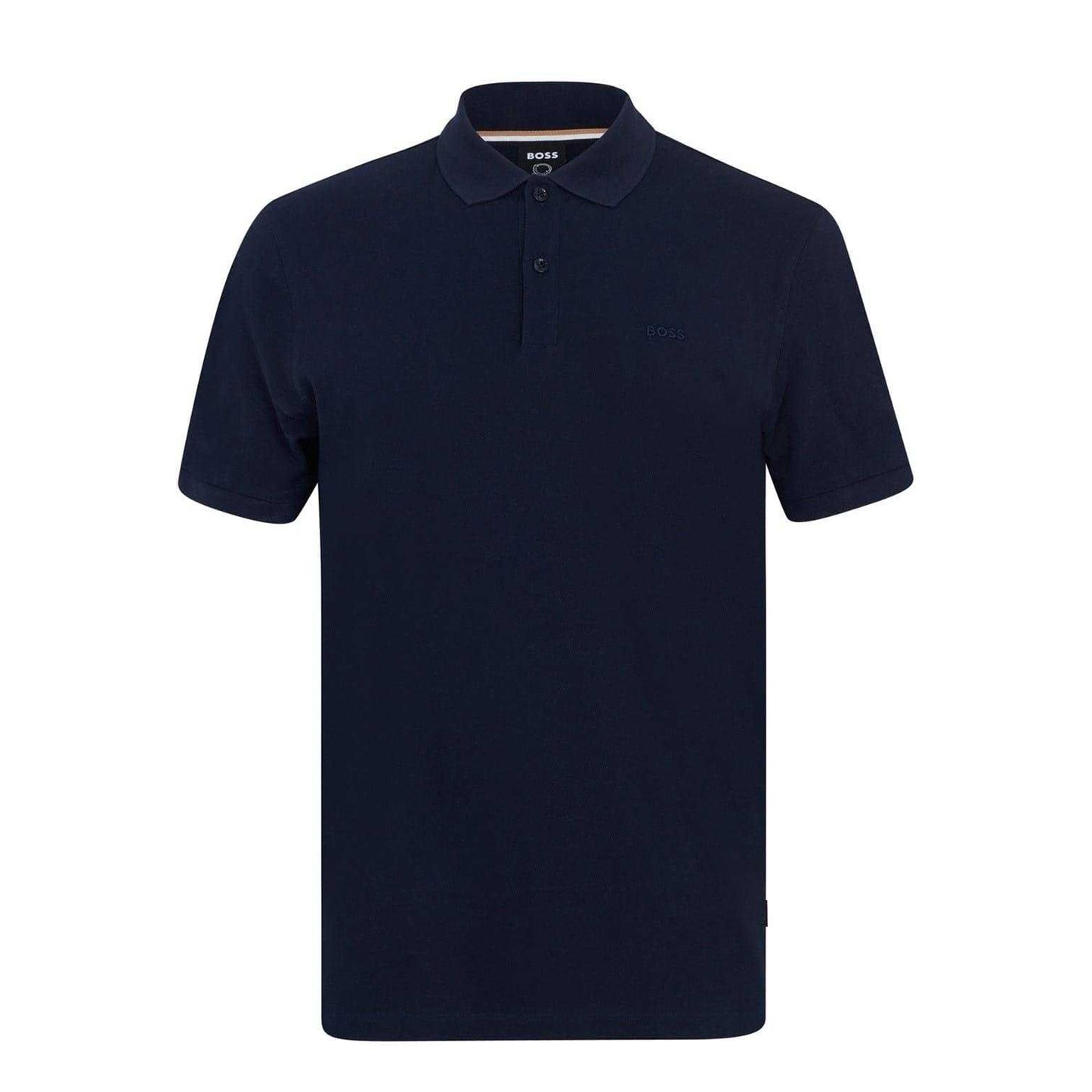 Navy - Front - Boss Mens Pallas Embroidered Logo Cotton Polo Shirt