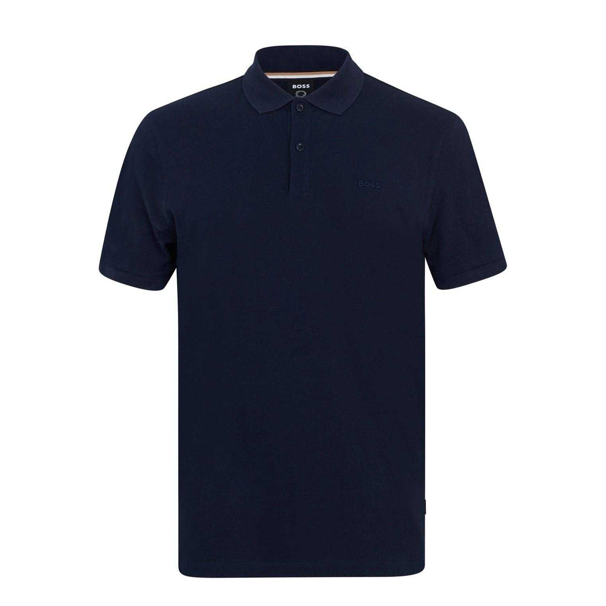 Navy - Front - Boss Mens Pallas Embroidered Logo Cotton Polo Shirt