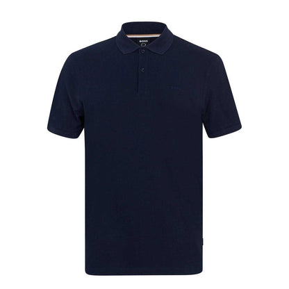 Navy - Front - Boss Mens Pallas Embroidered Logo Cotton Polo Shirt