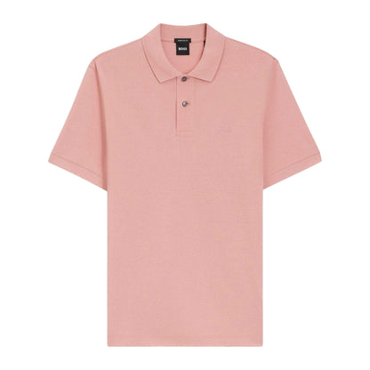 Pink - Front - Boss Mens Pallas Embroidered Logo Cotton Polo Shirt