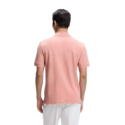Pink - Back - Boss Mens Pallas Embroidered Logo Cotton Polo Shirt