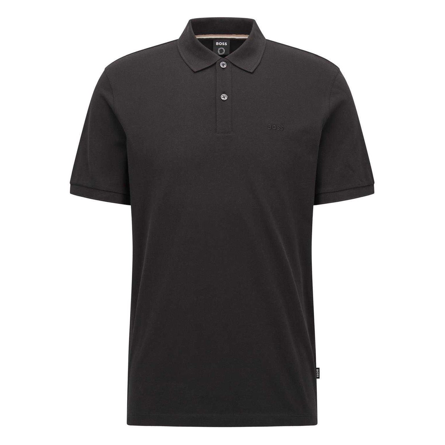 Black - Front - Boss Mens Pallas Embroidered Logo Cotton Polo Shirt