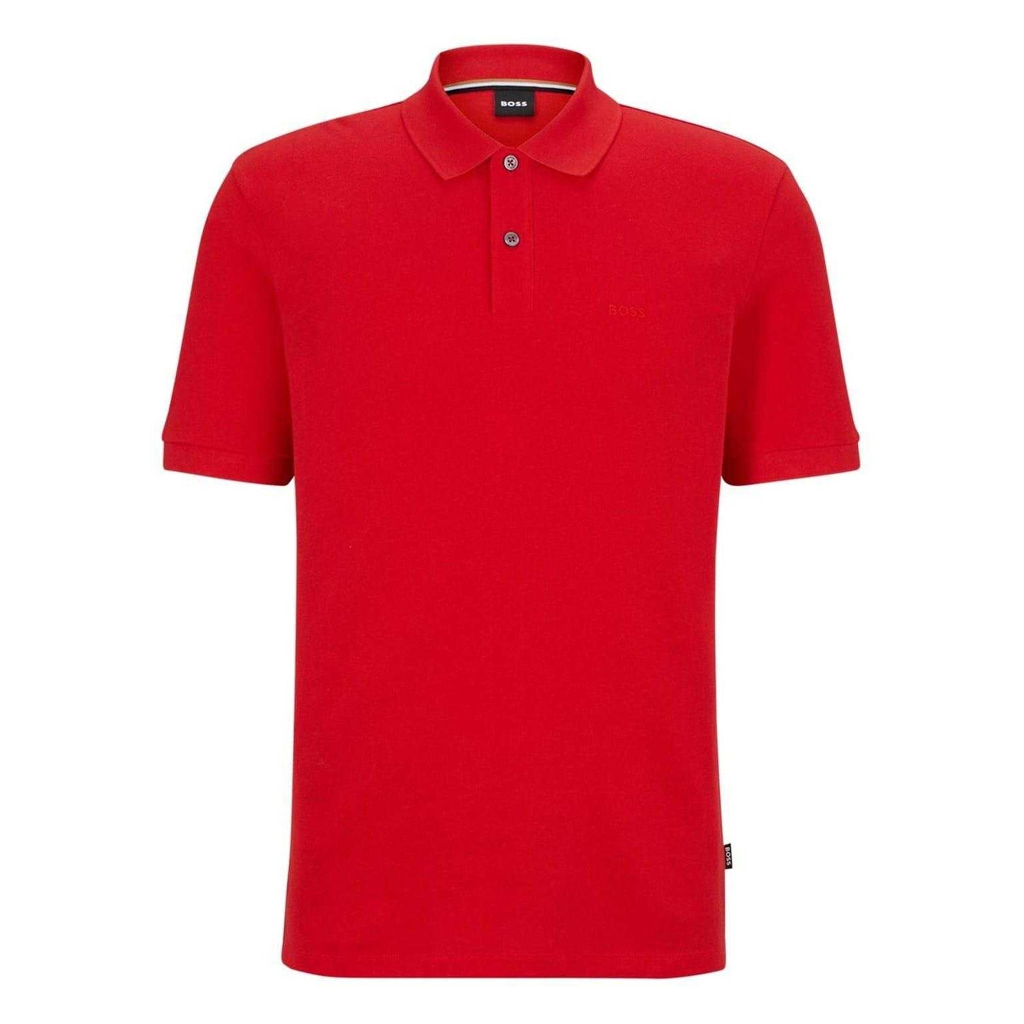 Red - Front - Boss Mens Pallas Embroidered Logo Cotton Polo Shirt