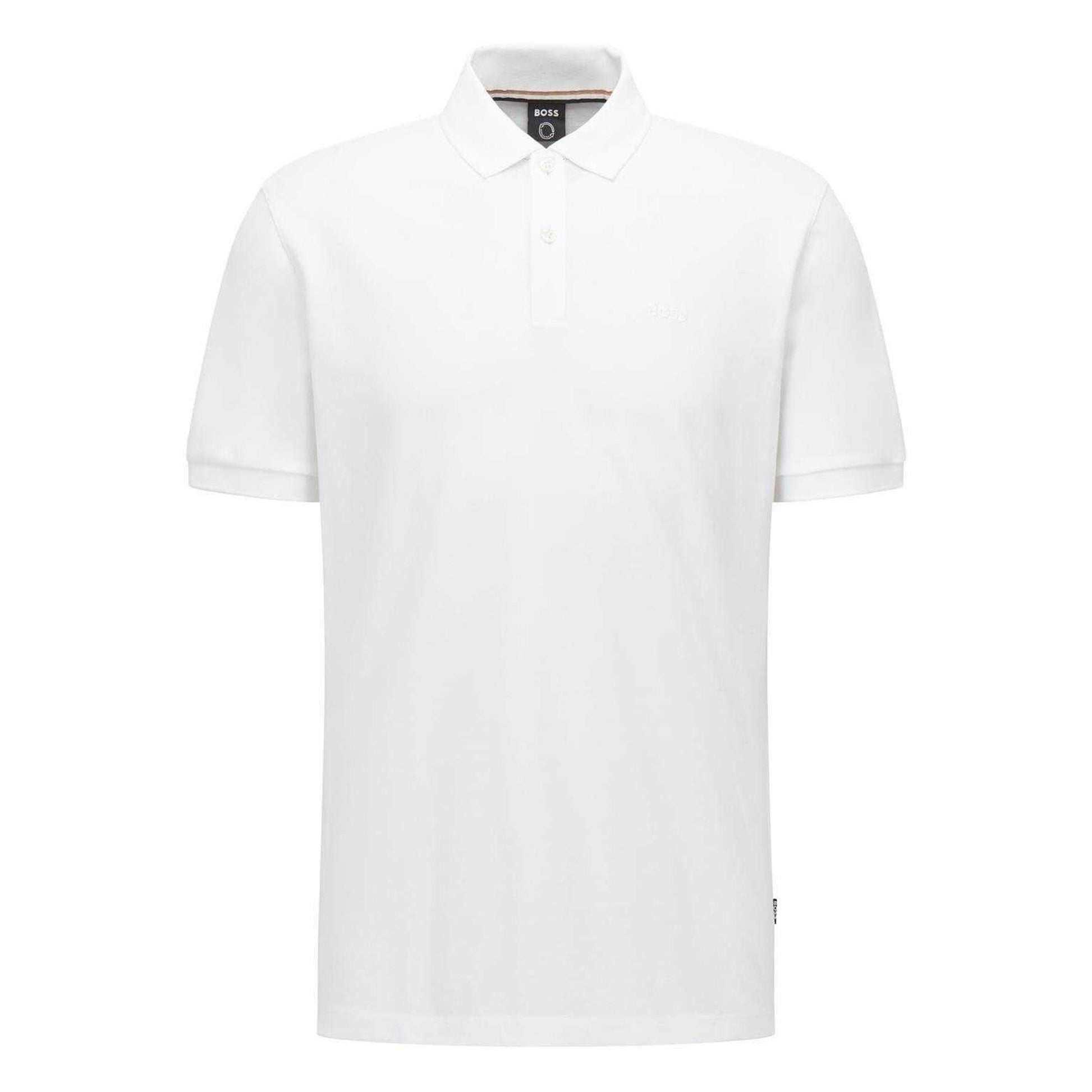 White - Back - Boss Mens Pallas Embroidered Logo Cotton Polo Shirt