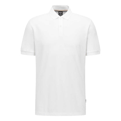White - Back - Boss Mens Pallas Embroidered Logo Cotton Polo Shirt