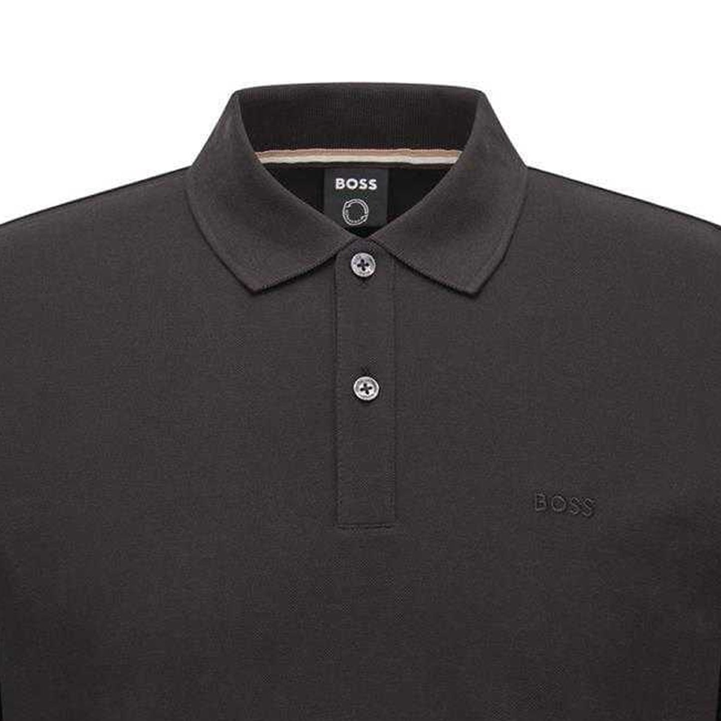 Black - Side - Boss Mens Pallas Embroidered Logo Cotton Polo Shirt