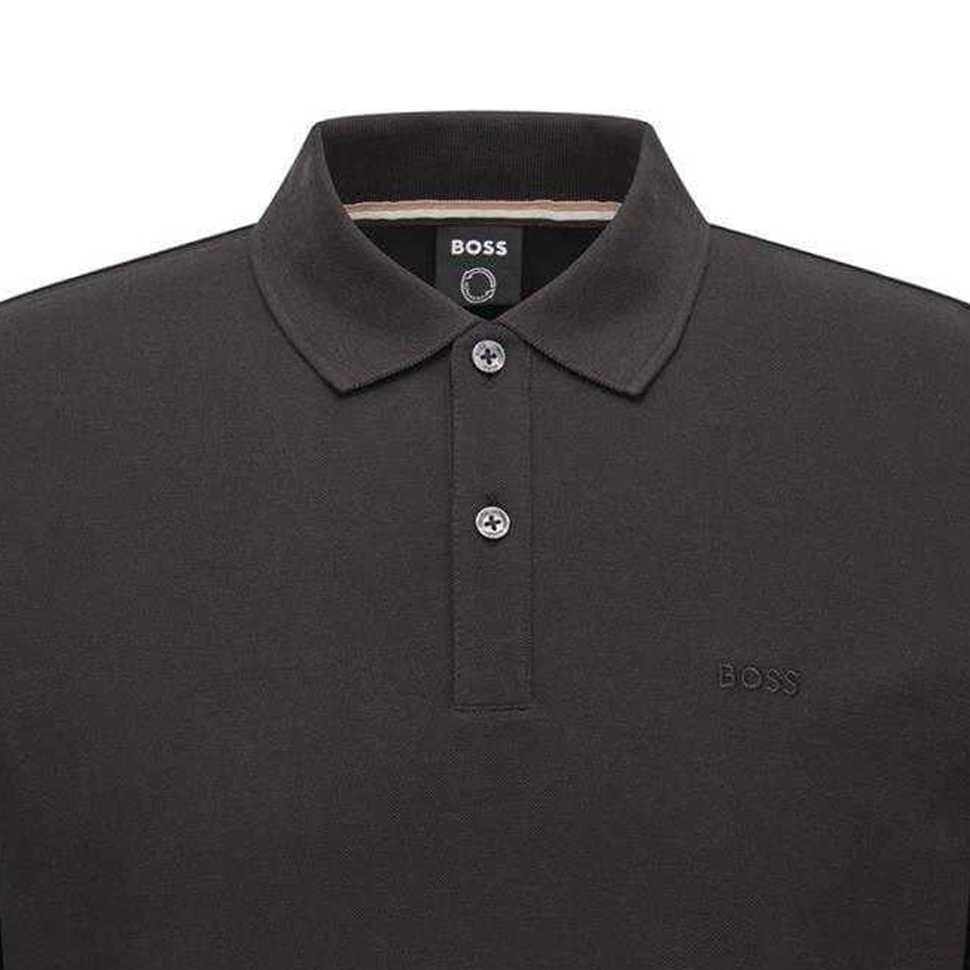Black - Side - Boss Mens Pallas Embroidered Logo Cotton Polo Shirt