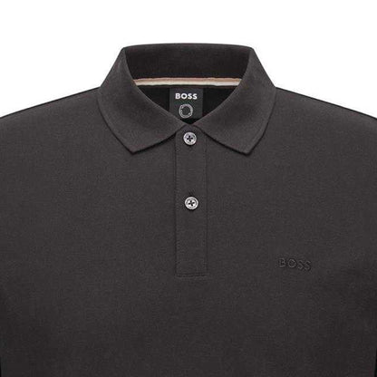 Black - Side - Boss Mens Pallas Embroidered Logo Cotton Polo Shirt