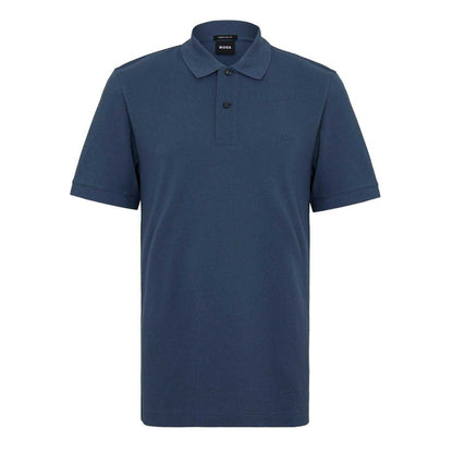 Blue - Front - Boss Mens Pallas Embroidered Logo Cotton Polo Shirt