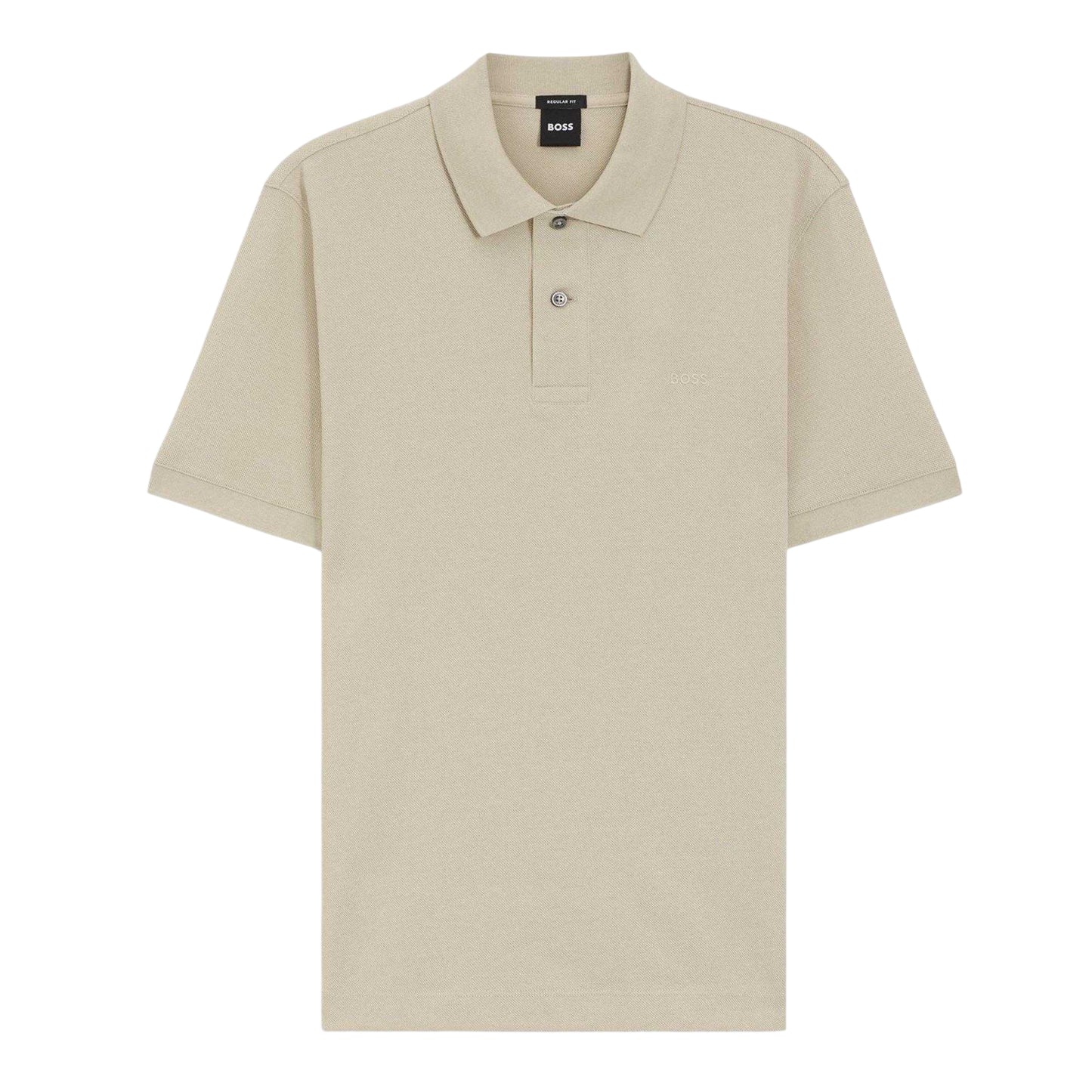Beige - Front - Boss Mens Pallas Embroidered Logo Cotton Polo Shirt
