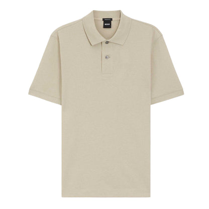 Beige - Front - Boss Mens Pallas Embroidered Logo Cotton Polo Shirt