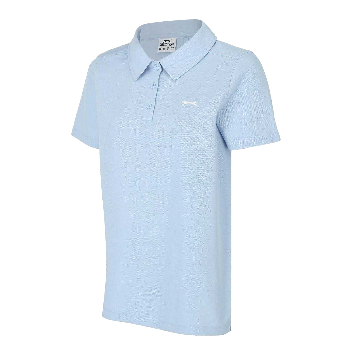 Blue - Side - Slazenger Womens-Ladies Logo Polycotton Polo Shirt