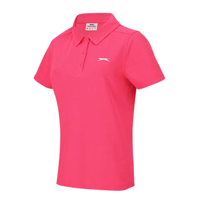 Bright Pink - Side - Slazenger Womens-Ladies Logo Polycotton Polo Shirt