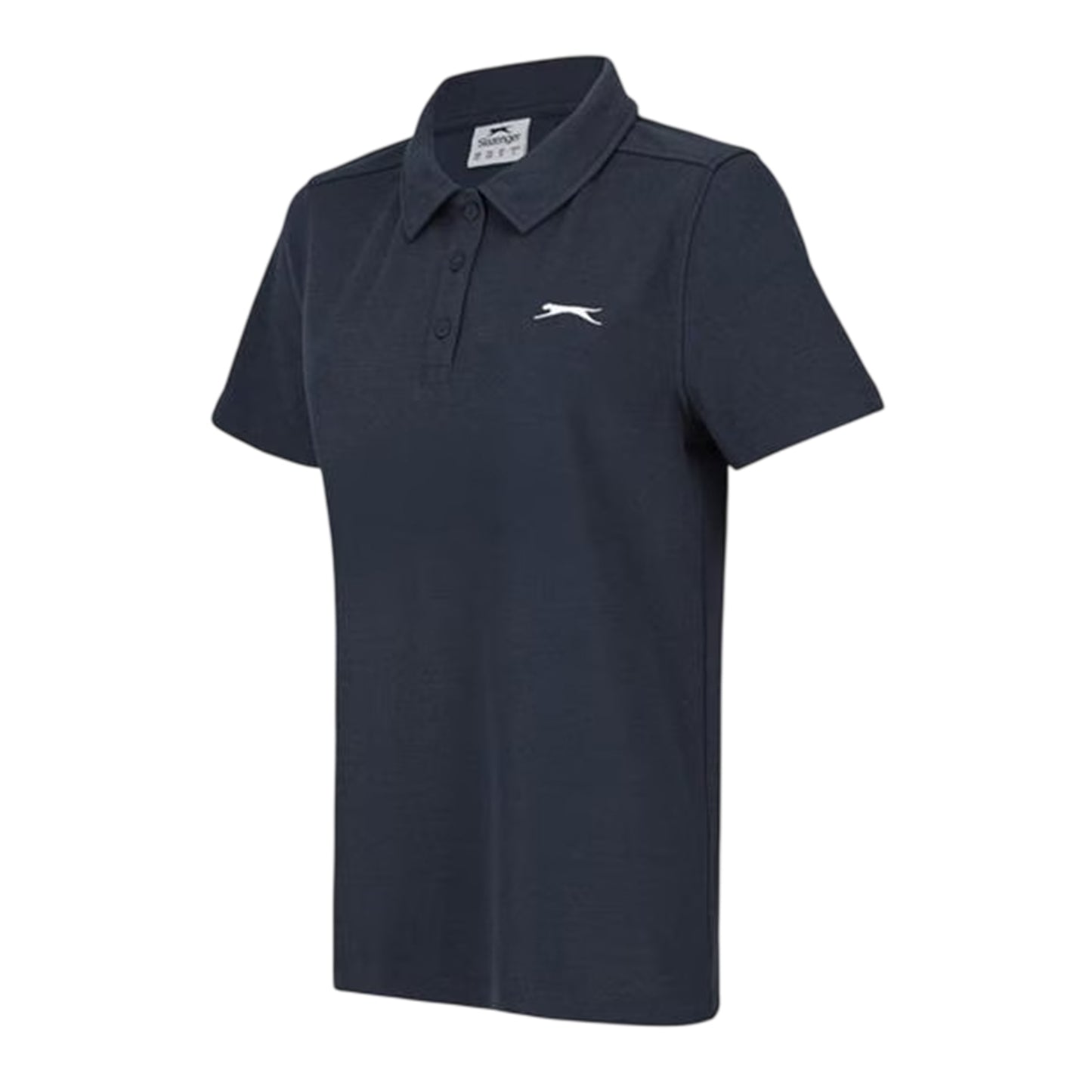 Navy - Side - Slazenger Womens-Ladies Logo Polycotton Polo Shirt