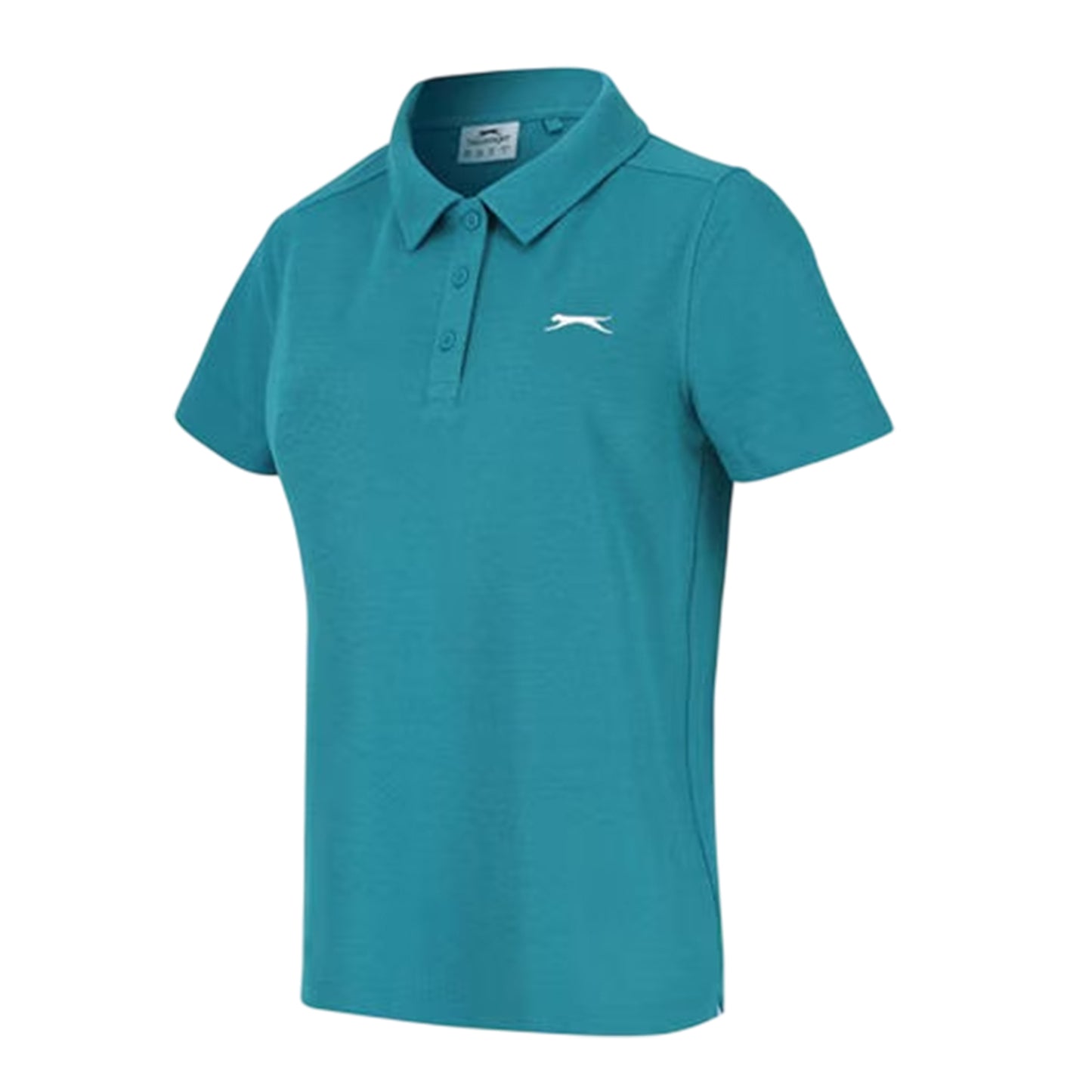 Teal - Side - Slazenger Womens-Ladies Logo Polycotton Polo Shirt