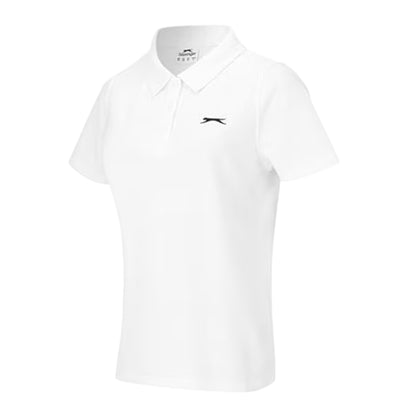 White - Side - Slazenger Womens-Ladies Logo Polycotton Polo Shirt