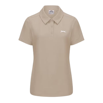 Beige - Front - Slazenger Womens-Ladies Logo Polycotton Polo Shirt