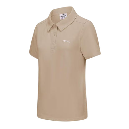 Beige - Side - Slazenger Womens-Ladies Logo Polycotton Polo Shirt