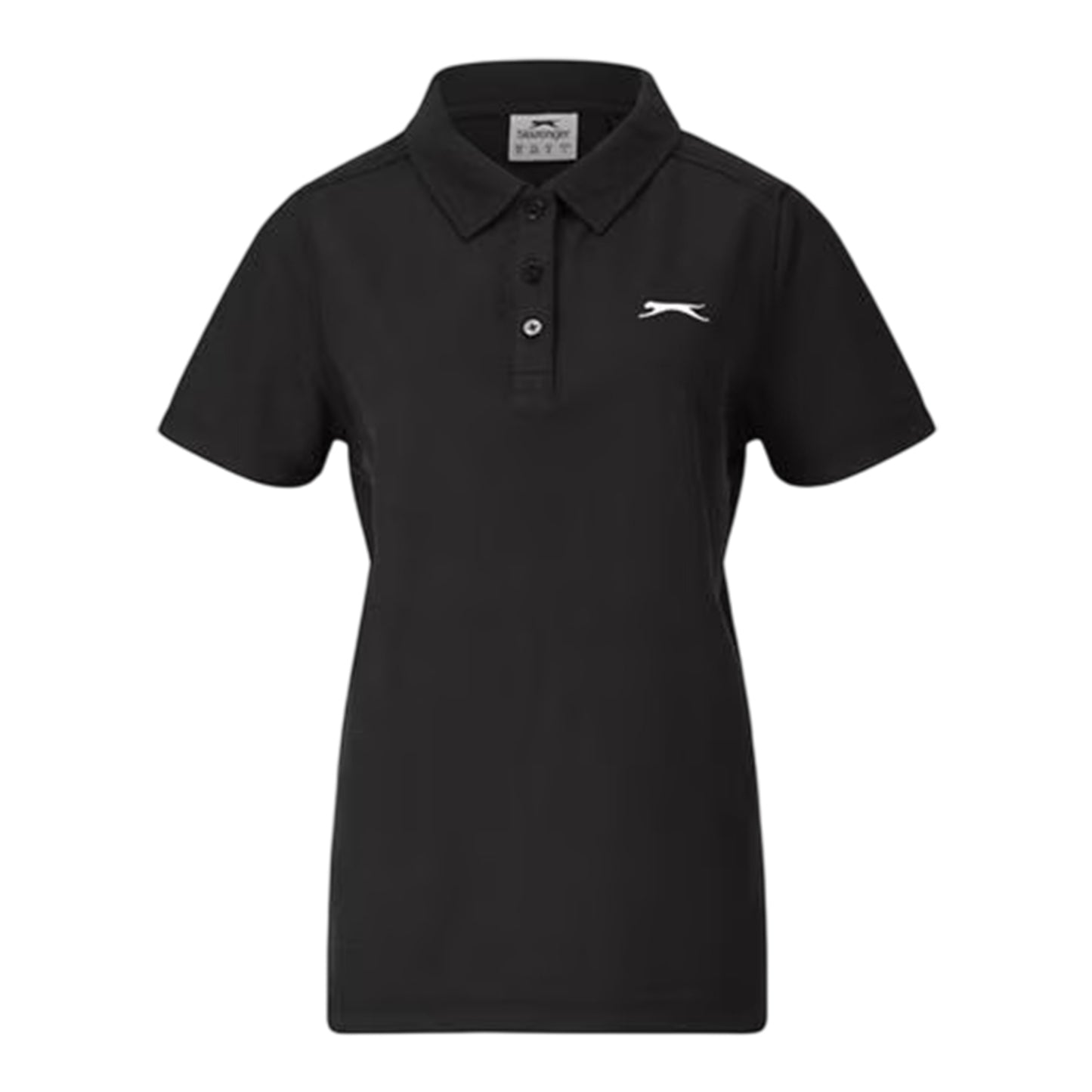 Black - Front - Slazenger Womens-Ladies Logo Polycotton Polo Shirt