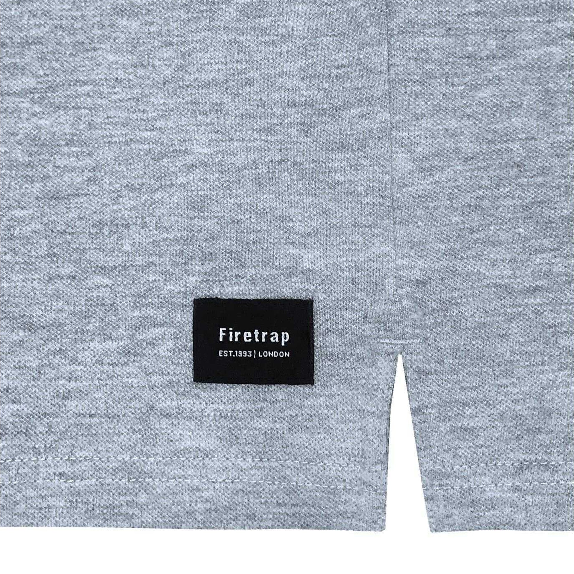 Grey Marl - Side - Firetrap Mens Lazer Logo Cotton Polo Shirt