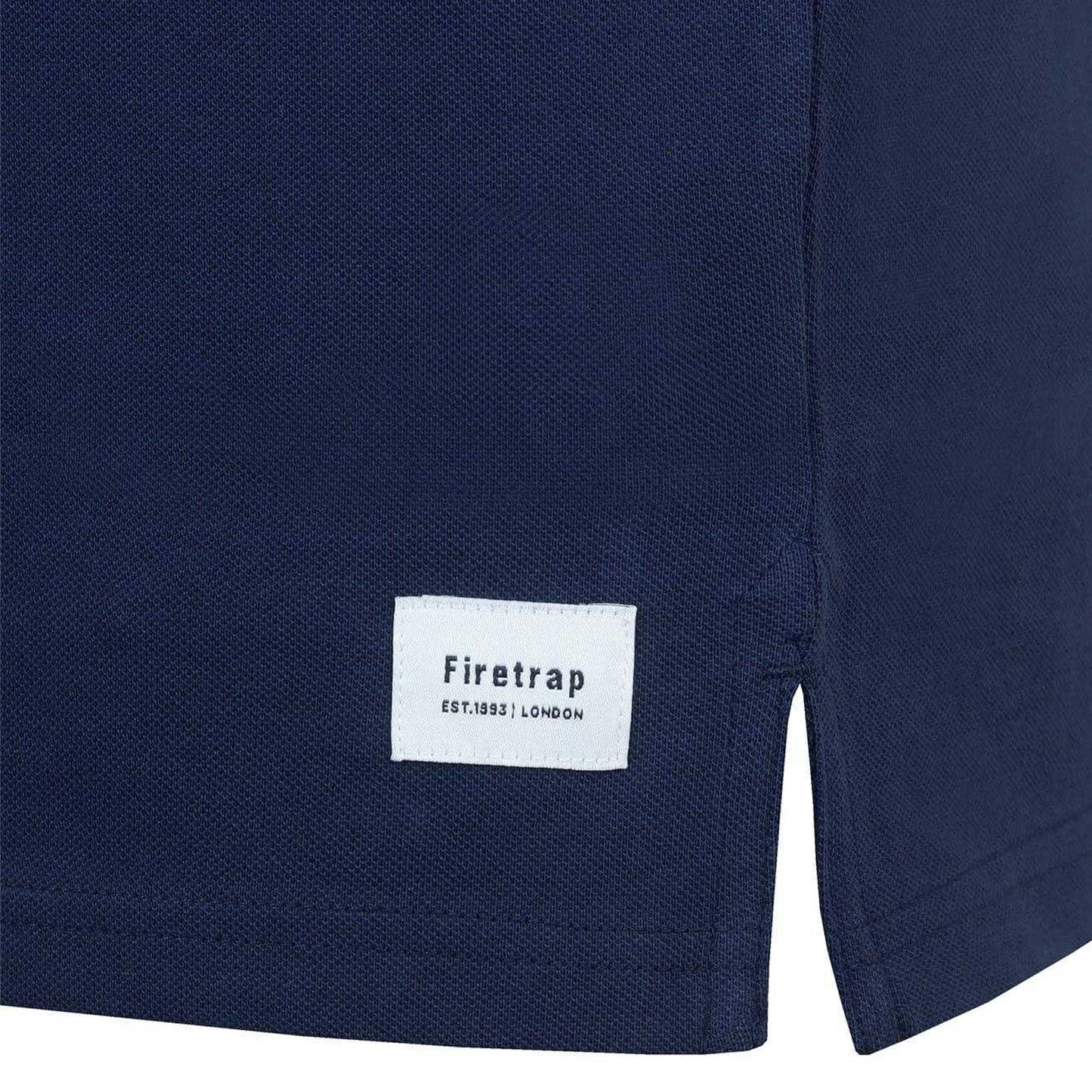 Navy - Side - Firetrap Mens Lazer Logo Cotton Polo Shirt