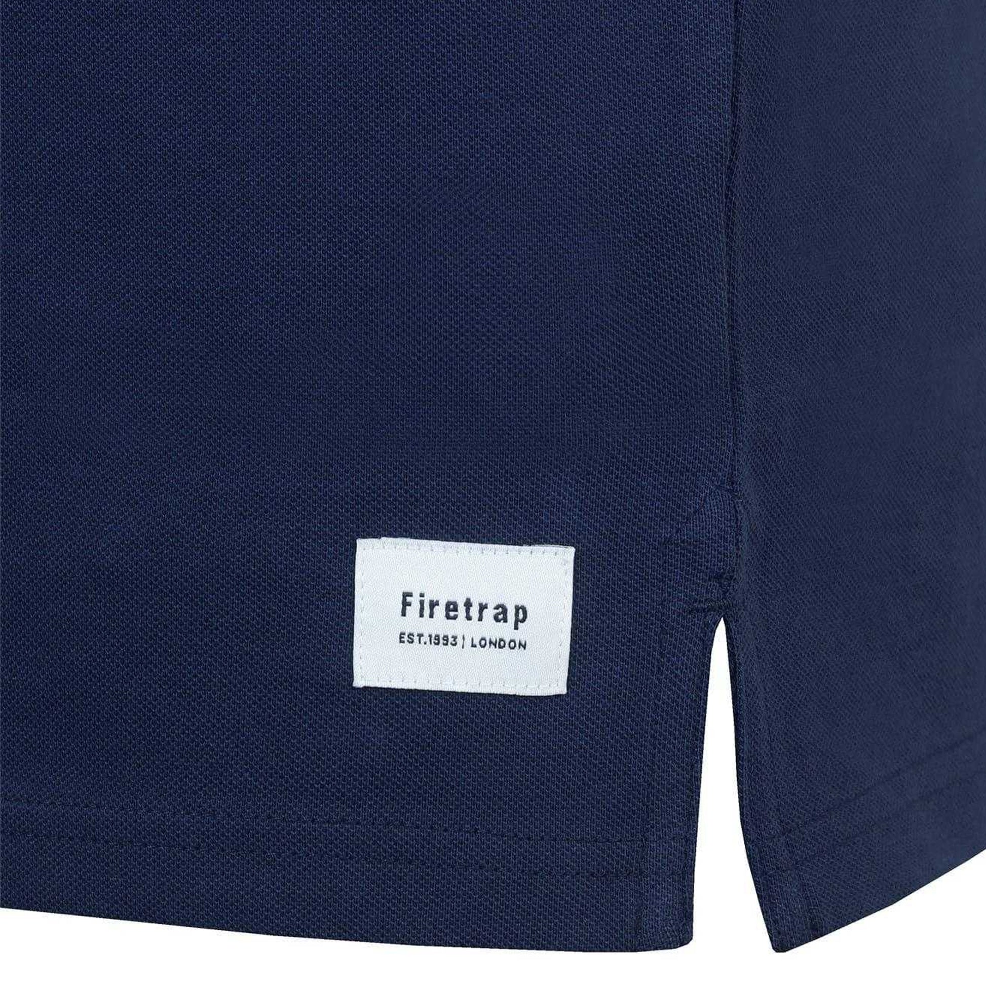 Navy - Side - Firetrap Mens Lazer Logo Cotton Polo Shirt