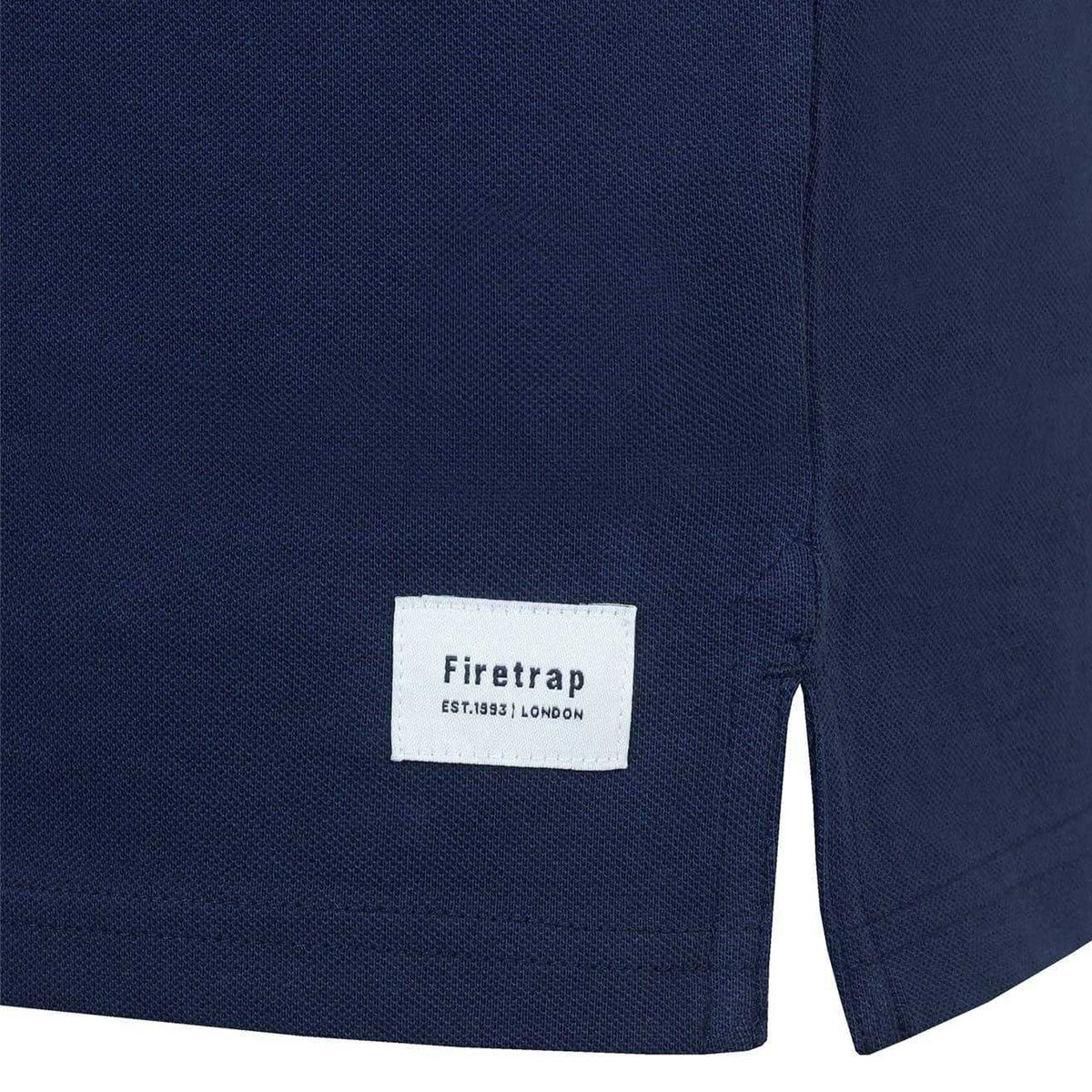 Navy - Side - Firetrap Mens Lazer Logo Cotton Polo Shirt