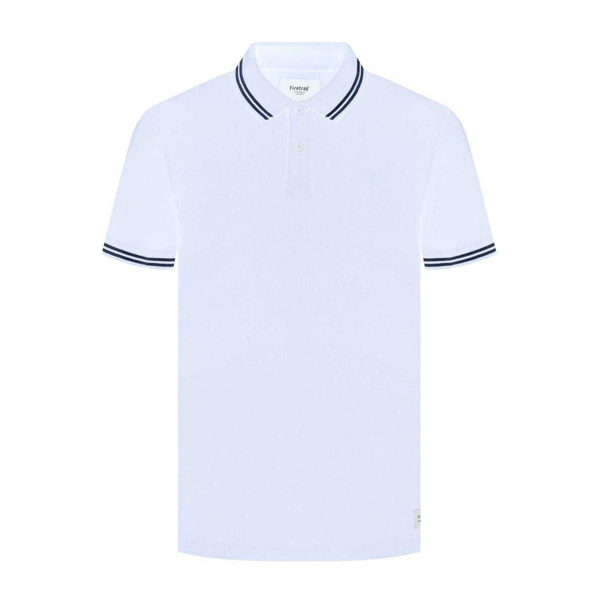 White - Front - Firetrap Mens Lazer Logo Cotton Polo Shirt