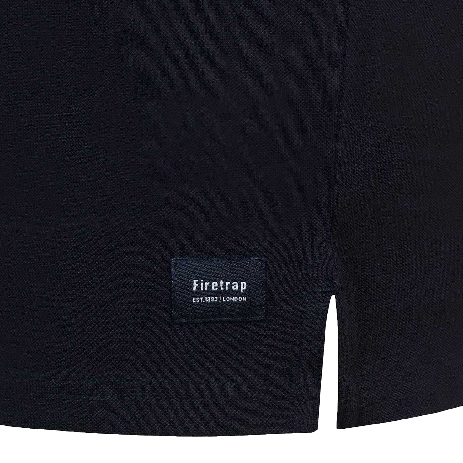 Black - Side - Firetrap Mens Lazer Logo Cotton Polo Shirt
