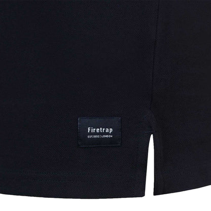 Black - Side - Firetrap Mens Lazer Logo Cotton Polo Shirt