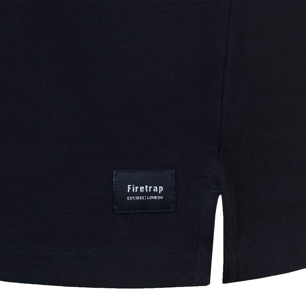 Black - Side - Firetrap Mens Lazer Logo Cotton Polo Shirt