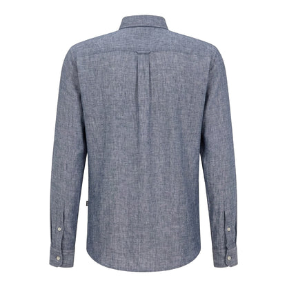 Dark Blue - Back - Boss Mens Liam Collared Long-Sleeved Shirt