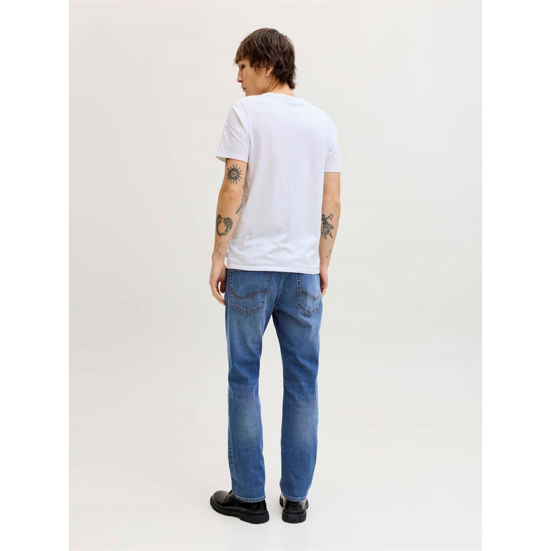 Blue Denim - Lifestyle - Jack And Jones Mens Clark Original 5 Pockets Tapered Jeans