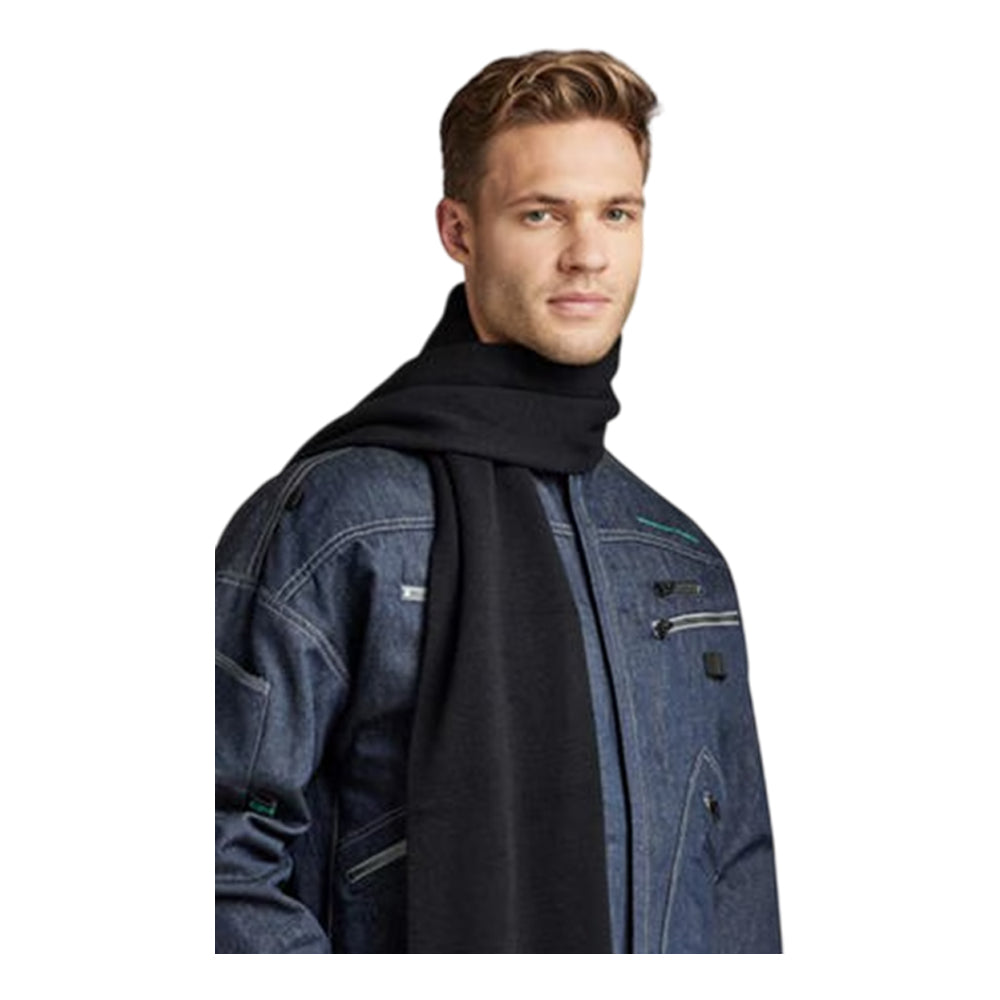 Dark Black - Back - G-Star Effo Logo Midweight Knitted Scarf