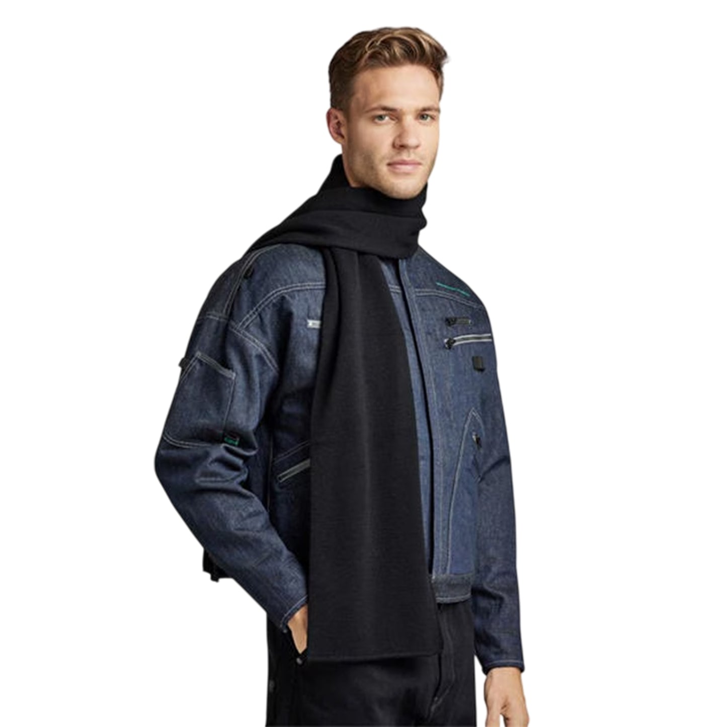 Dark Black - Front - G-Star Effo Logo Midweight Knitted Scarf