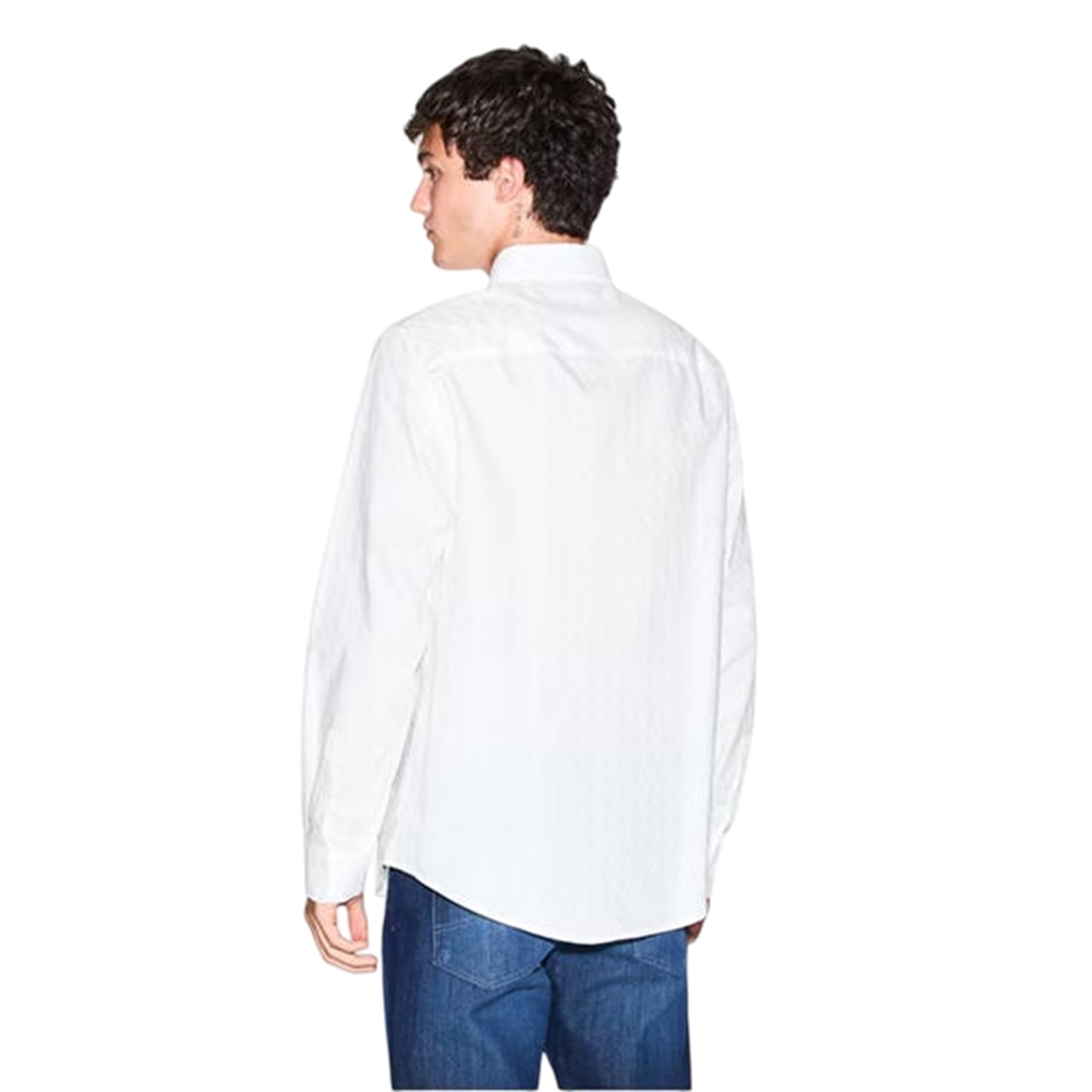 Off White - Back - Armani Exchange Mens Textured Point Collar Shirt