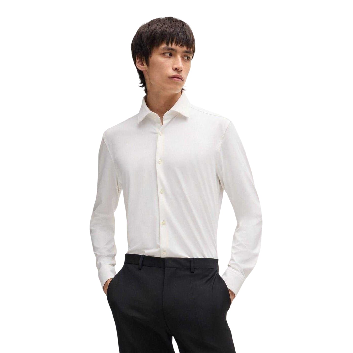 White - Front - Hugo Mens Slim Long-Sleeved Formal Shirt