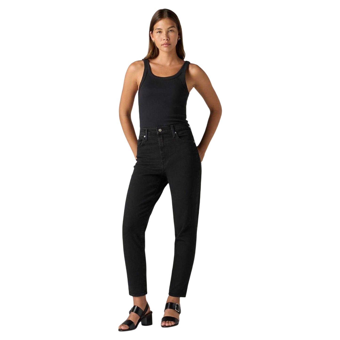 Black - Side - Levis Womens-Ladies Straight Leg Mom Jeans