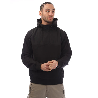 Black - Front - Boss Mens Panelled Relaxed Fit Hoodie