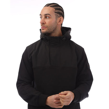 Black - Back - Boss Mens Panelled Relaxed Fit Hoodie