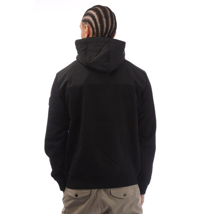 Black - Side - Boss Mens Panelled Relaxed Fit Hoodie